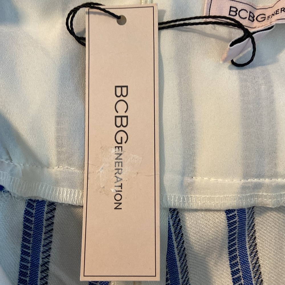 BCBGeneration NWT Blue & White Nautical Peplum Striped Sleeveless Jumpsuit 3512 - Picture 10 of 13
